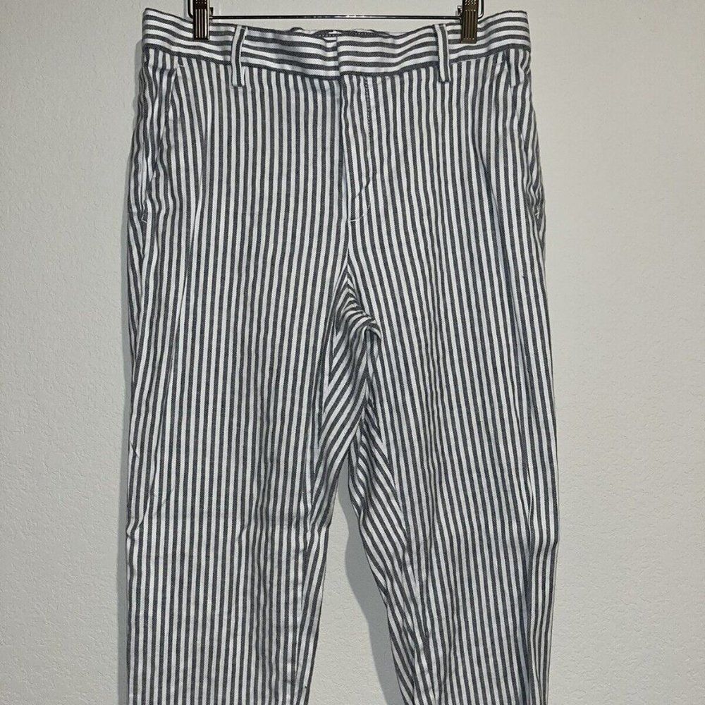 Banana Republic Woman’s Avery Pants 12 linen striped business attire casual blue